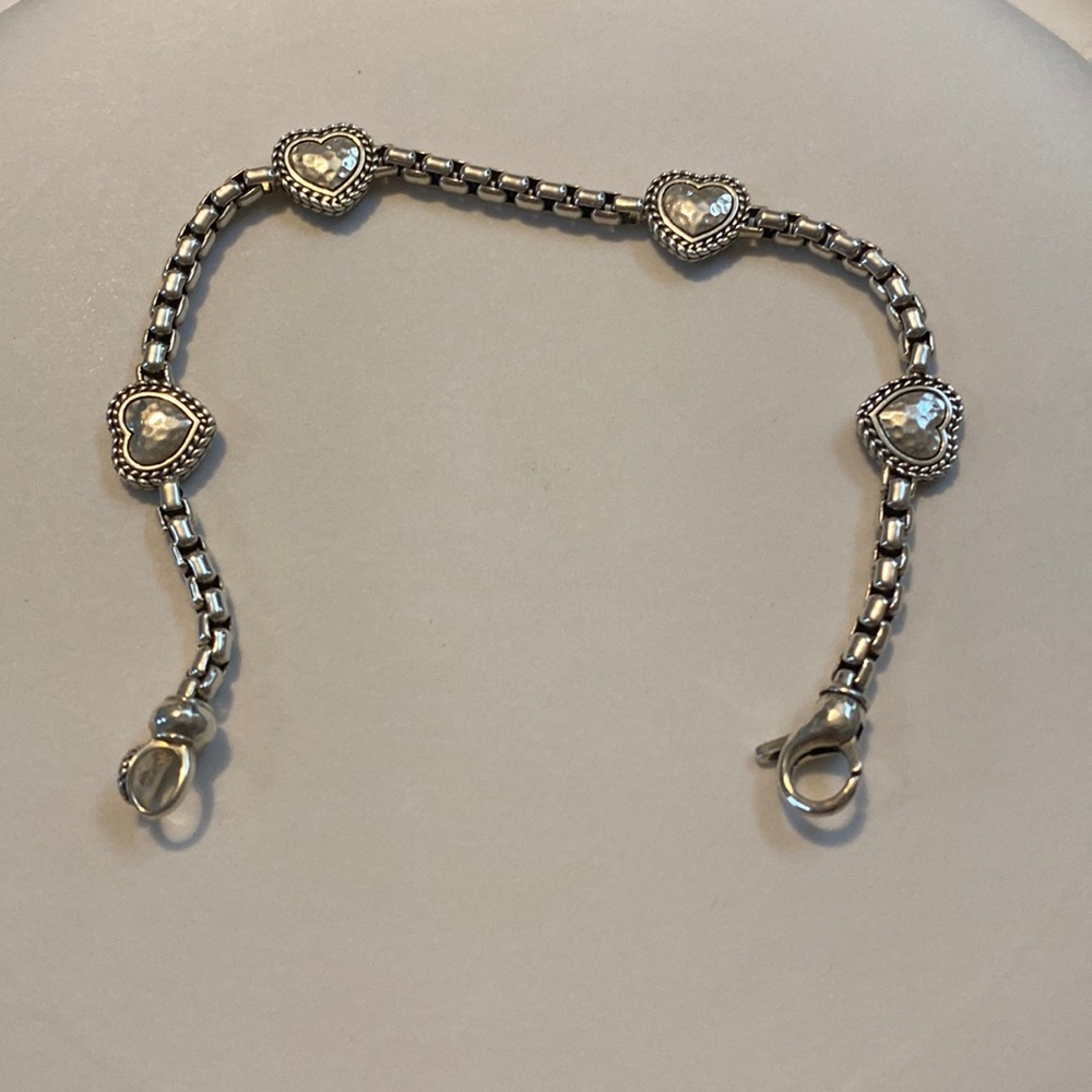 Jai Sterling silver heart chain bracelet